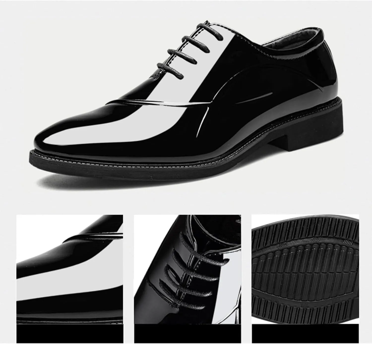 Men's Classic Dress Shoes Elegant Wedding Business Shoes Modern Formal Patent Leather Derbys Oxford Shoes