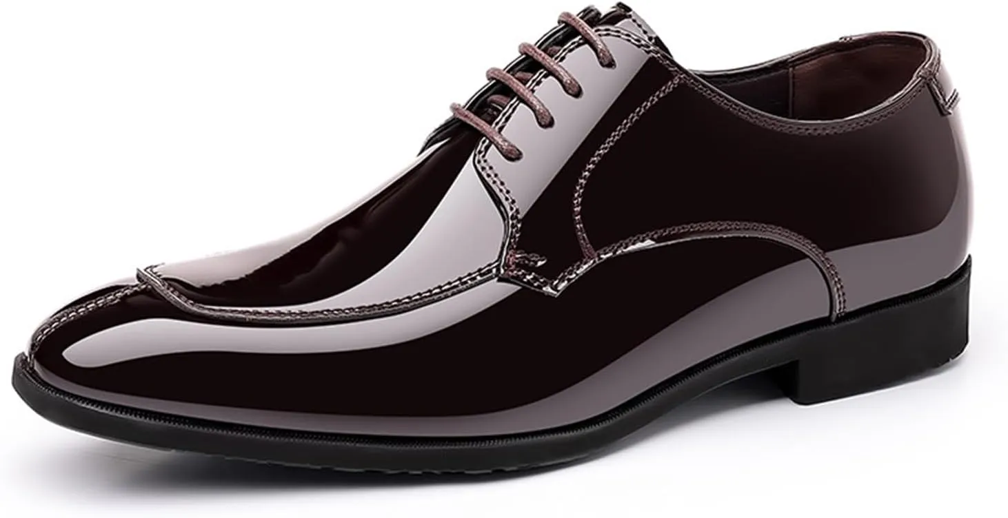 Mens Classic Formal Oxford Lace-up Shiny Patent Leather Shoes for Men Business Wedding Suit Tuxedo Dress Shoes