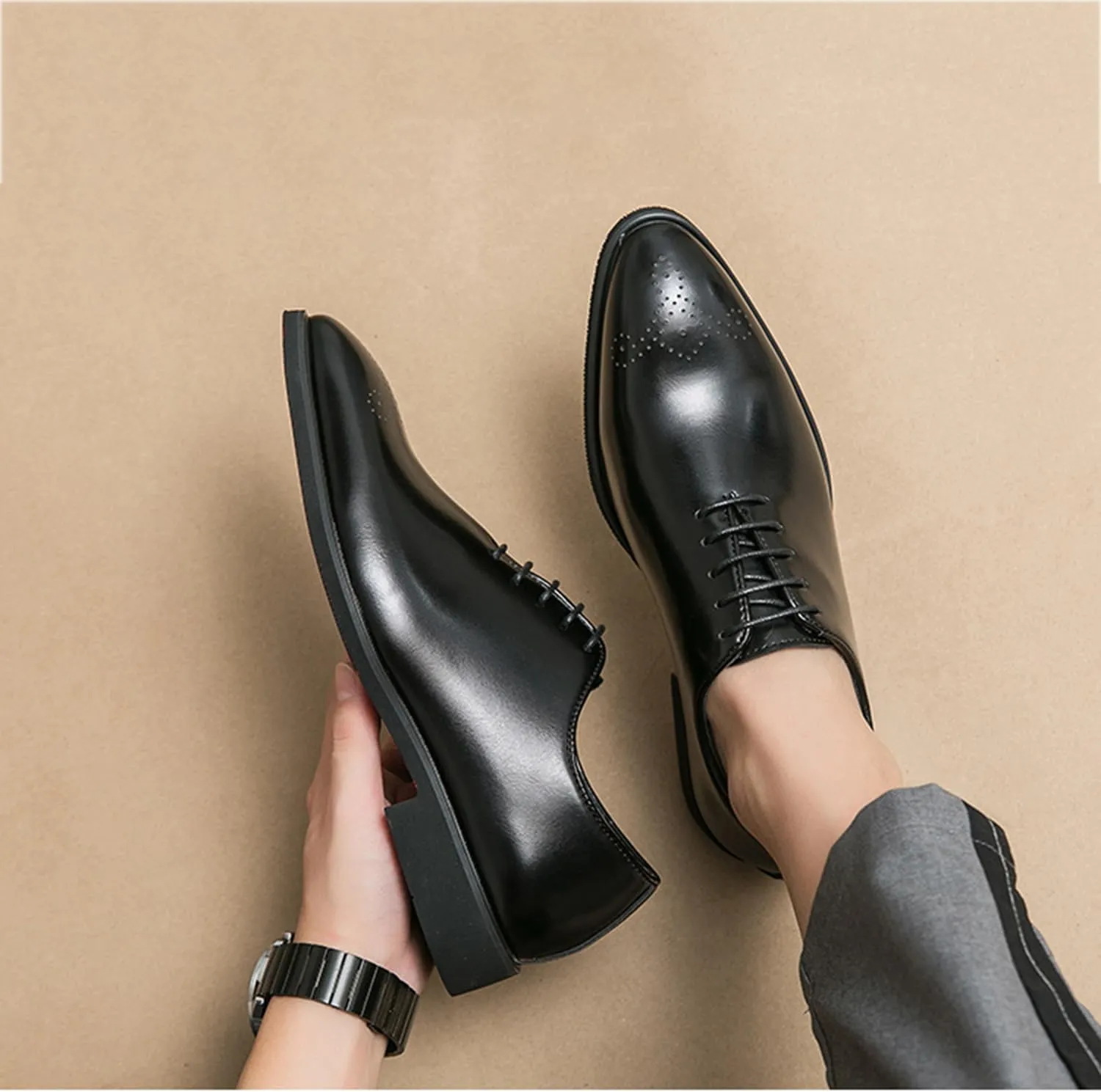 Mens Classic Oxfords Comfortable Dress Shoes Formal Business Stylish Brogues Derby Lace Up Shoes for Men