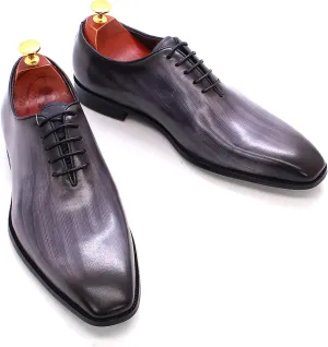 Men's Classic Oxfords Formal Dress Derbys Wedding Lace Up Leather Shoe Work Office,Grey-43
