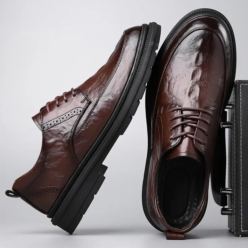 Men's Classic Retro Casual Oxfords Shoes Men Lace Up Formal Business Dress Shoes