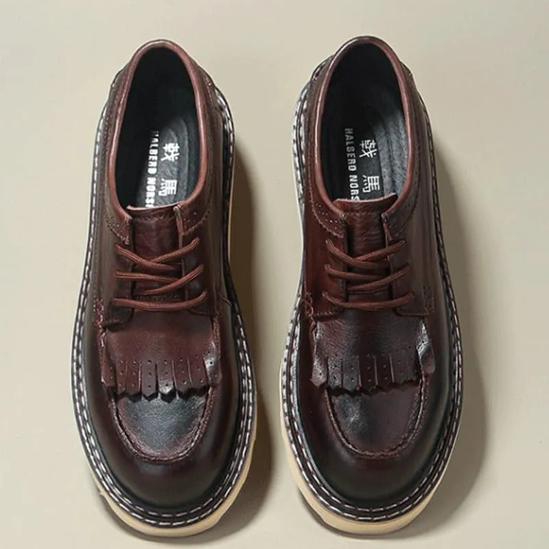 Men's Classic Wingtip Tassel Dress Shoes Genunie Leather Modern Brogues Oxford Fashion Business Casual Derby Prom Wedding Suit Shoes