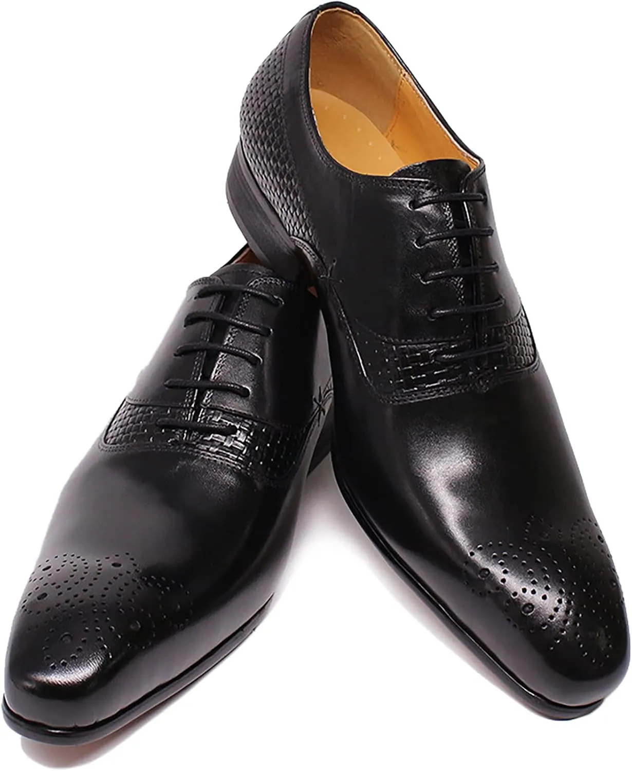 Men's Comfort Lace-up Brogues Shoes Business Casual Wingtip Derbys Formal Oxford Shoes Wedding,Black-43