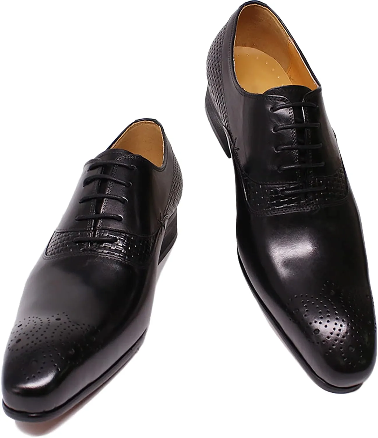 Men's Comfort Lace-up Brogues Shoes Business Casual Wingtip Derbys Formal Oxford Shoes Wedding,Black-43