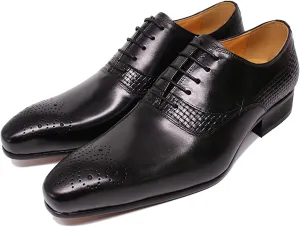 Men's Comfort Lace-up Brogues Shoes Business Casual Wingtip Derbys Formal Oxford Shoes Wedding,Black-43
