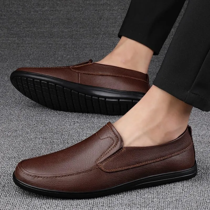 Men's Comfortable Soft Dress Shoes Lightweight Formal Leather Shoes Fashion Sneakers Business Casual Derby Shoe for Men(Brown,7.5)