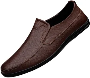Men's Comfortable Soft Dress Shoes Lightweight Formal Leather Shoes Fashion Sneakers Business Casual Derby Shoe for Men(Brown,7.5)