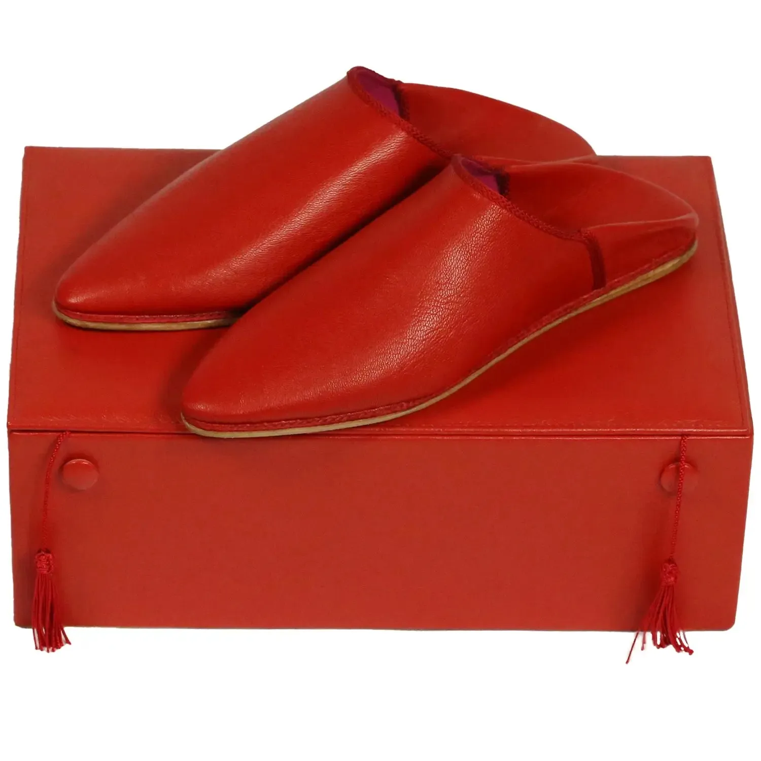 Men's Deco Chochia Red Moroccan Babouches Leather Slippers