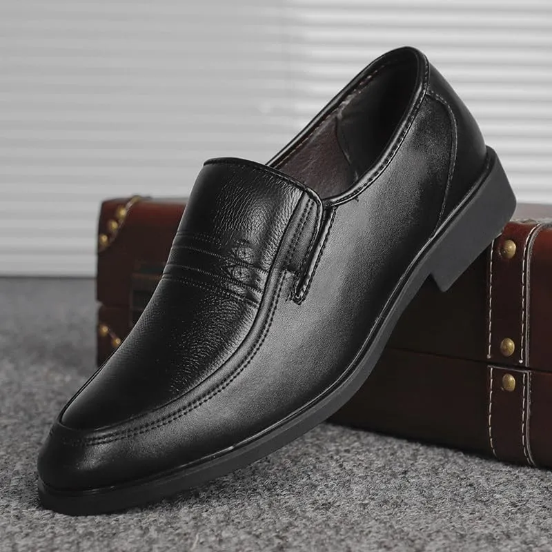 Men's Dress Loafers Business Formal Leather Shoes Moc Toe Casual Stylish Slip On Wedding Shoe for Men Breathable Dress ShoesWalking Shoes