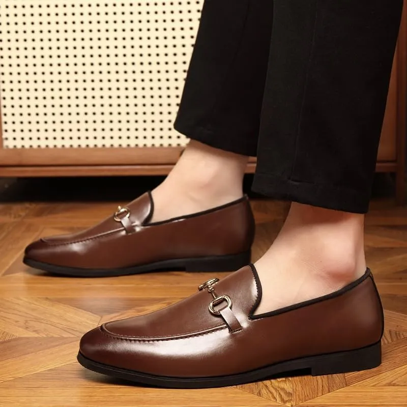 Men's Dress Shoes Classic Slip-On Formal Casual Business Oxford Pointed Toe Leather Low Derby Shoes for Men