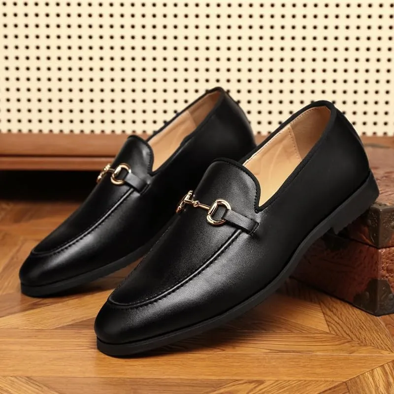 Men's Dress Shoes Classic Slip-On Formal Casual Business Oxford Pointed Toe Leather Low Derby Shoes for Men