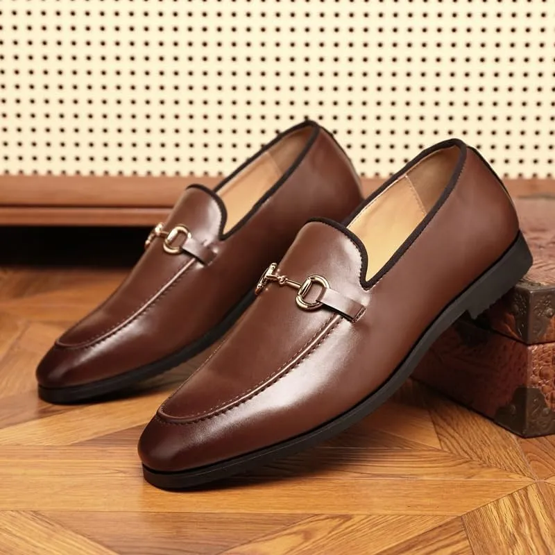 Men's Dress Shoes Classic Slip-On Formal Casual Business Oxford Pointed Toe Leather Low Derby Shoes for Men