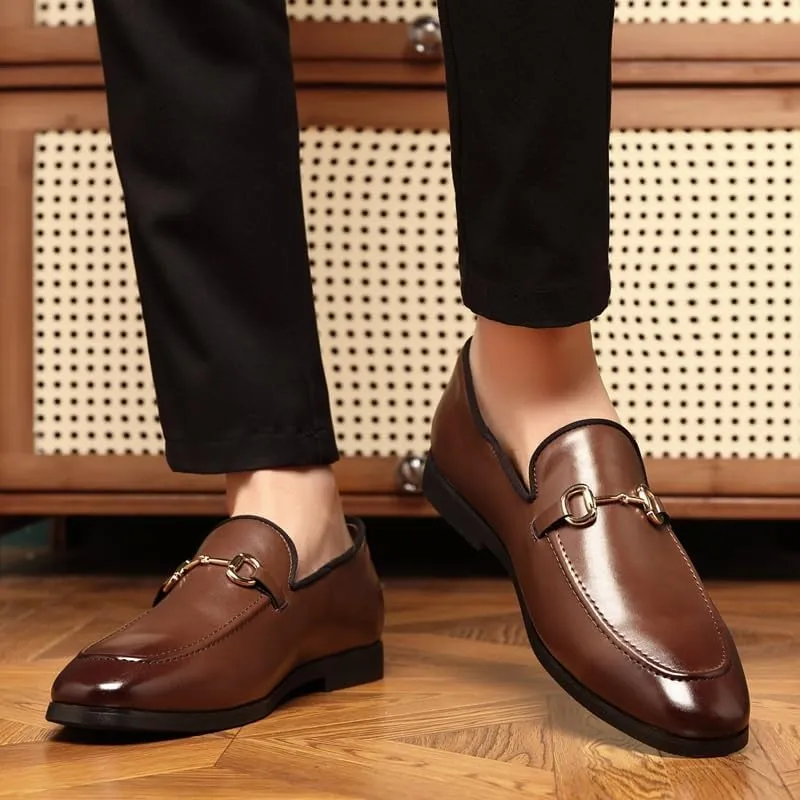 Men's Dress Shoes Classic Slip-On Formal Casual Business Oxford Pointed Toe Leather Low Derby Shoes for Men