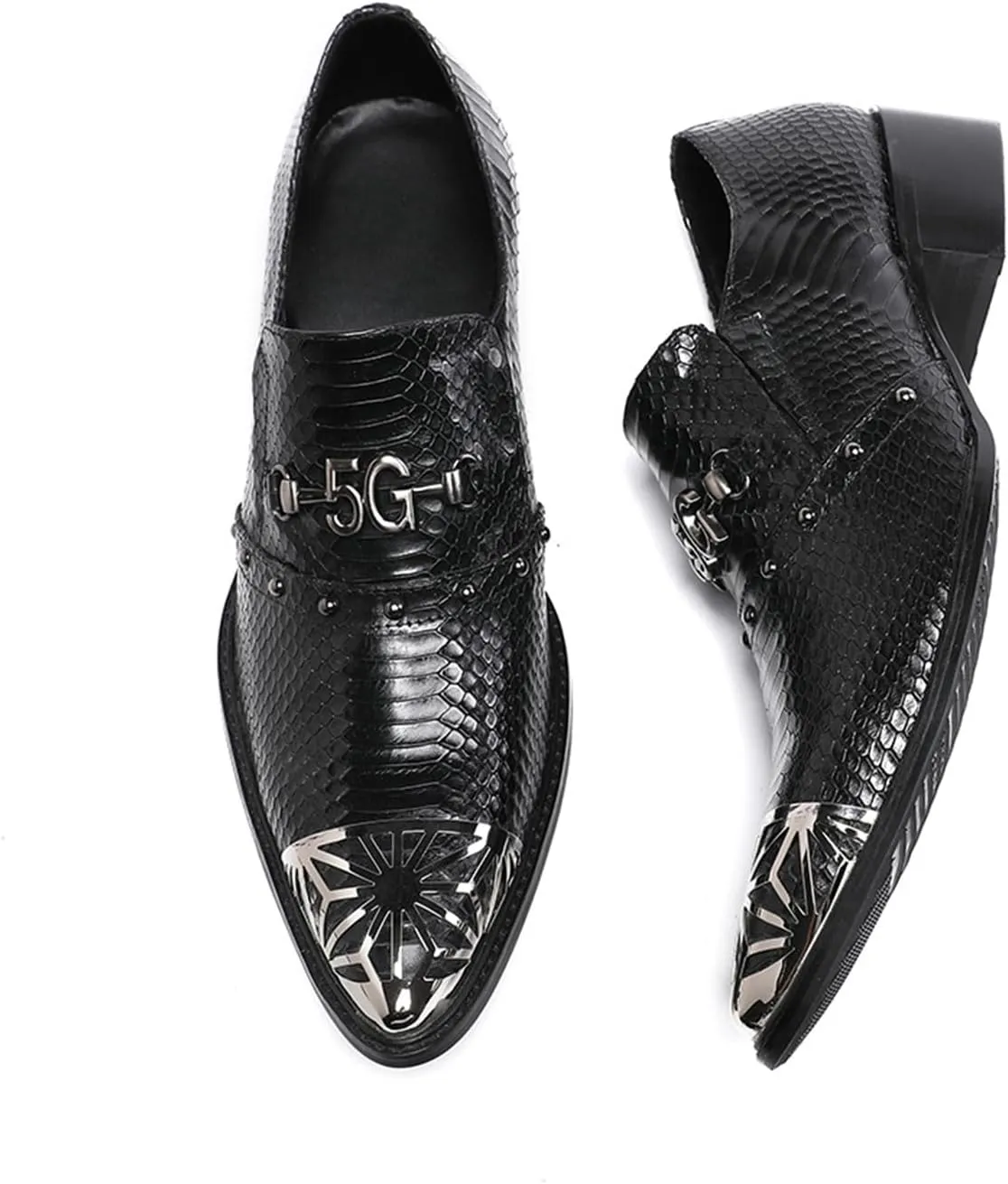 Mens Dress Shoes, Cowhide Shoes Genuine Leather Shoes Large Size Low Top Metal Toe Slip-Ons Breathable Formal Casual Shoes