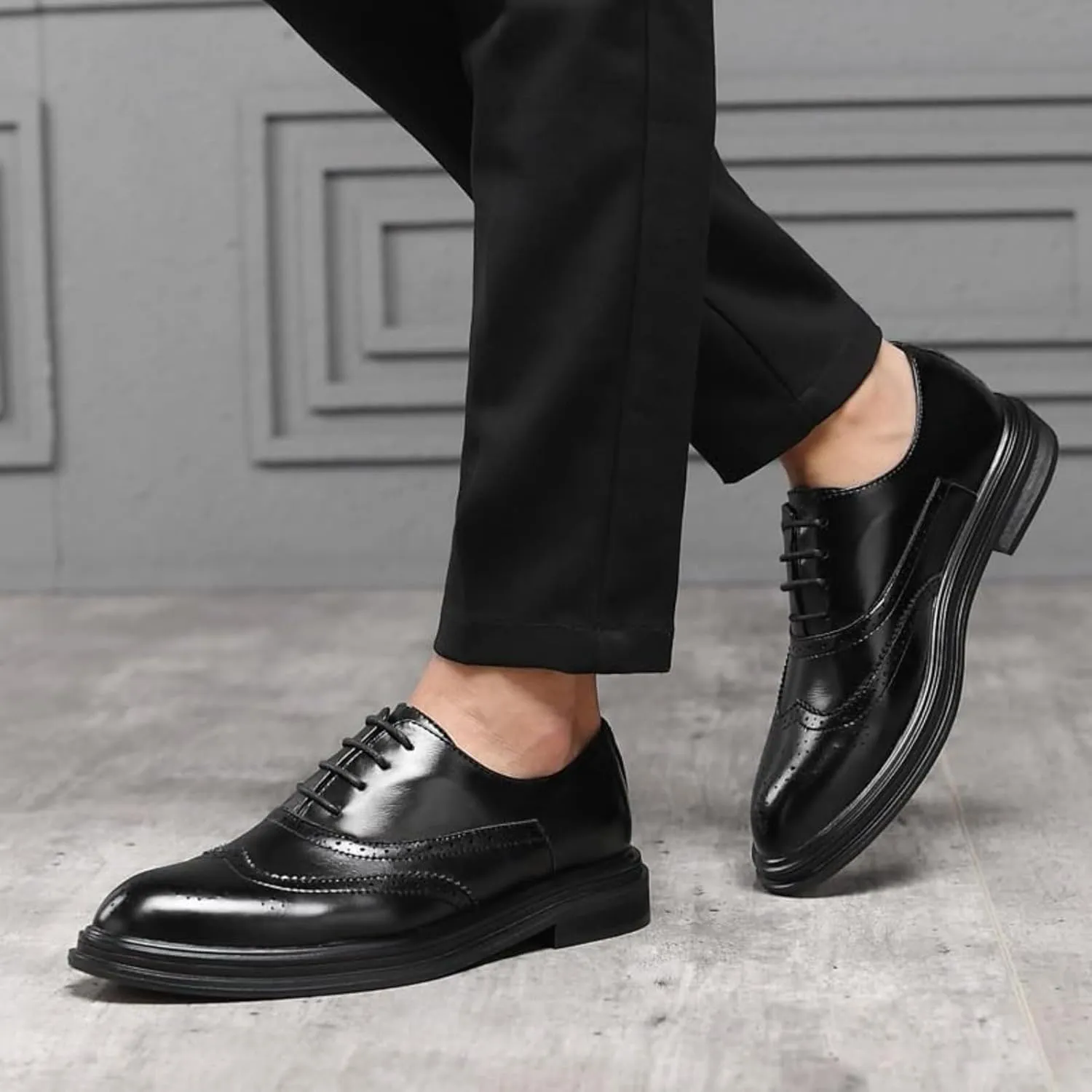 Men's Dress Shoes Faux Patent Leather Oxford Dress Shoes Comfort Walking Shoes for Male Classic Modern Formal Leather Shoes Casual Loafers