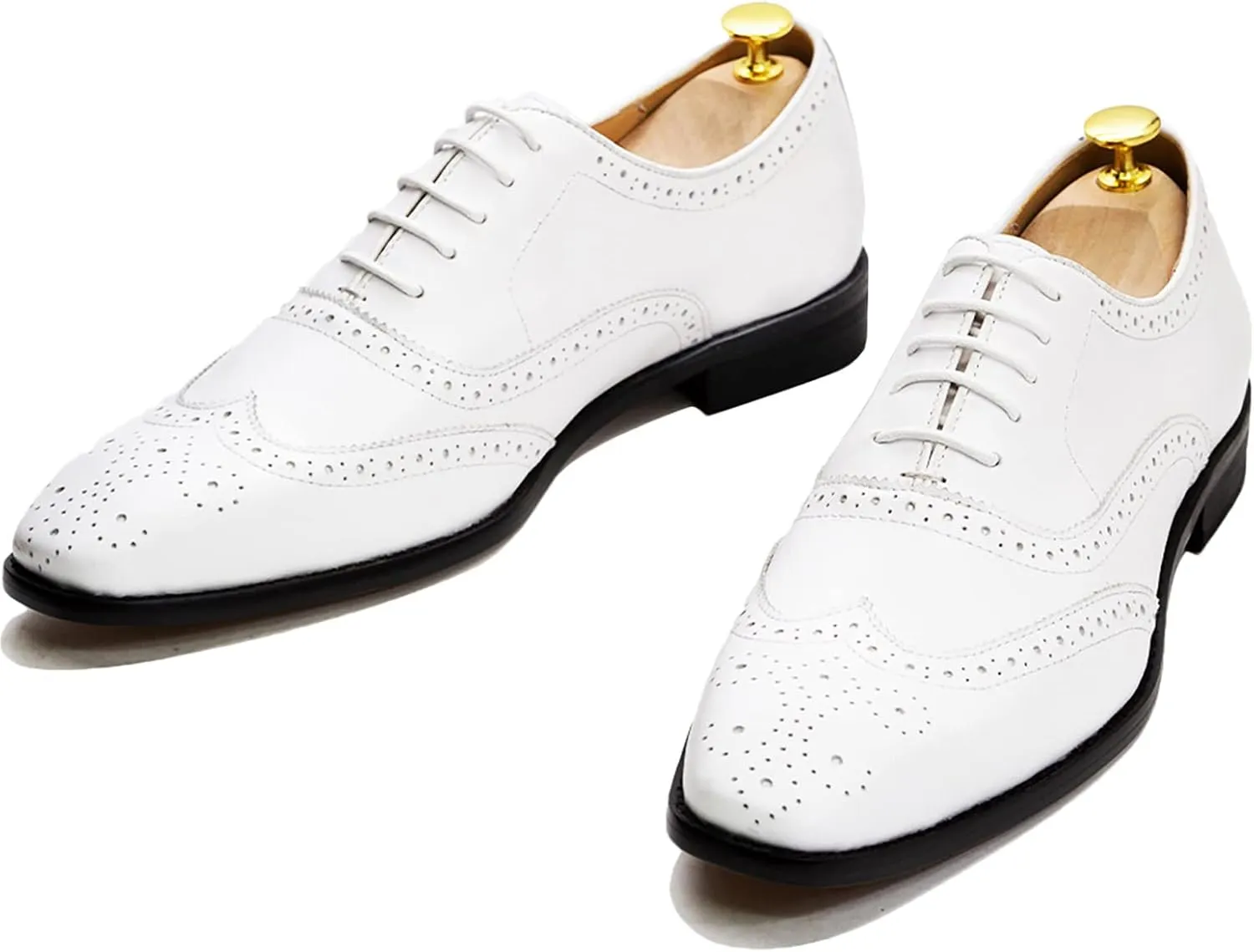 Men's Dress Shoes Lace-up Brogues Oxford Formal Shoes Wedding Work Leather Derbys Office,White-46
