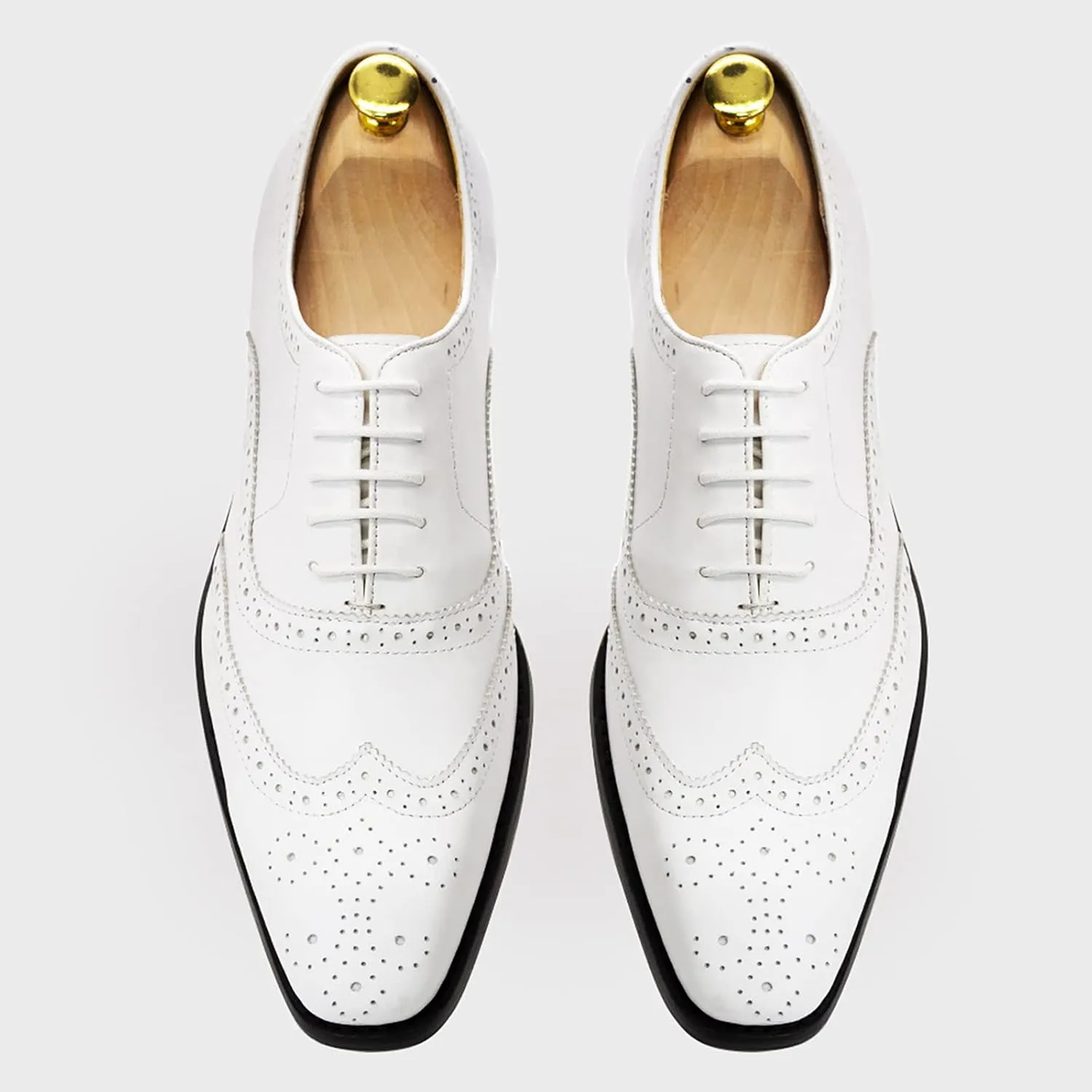 Men's Dress Shoes Lace-up Brogues Oxford Formal Shoes Wedding Work Leather Derbys Office,White-46