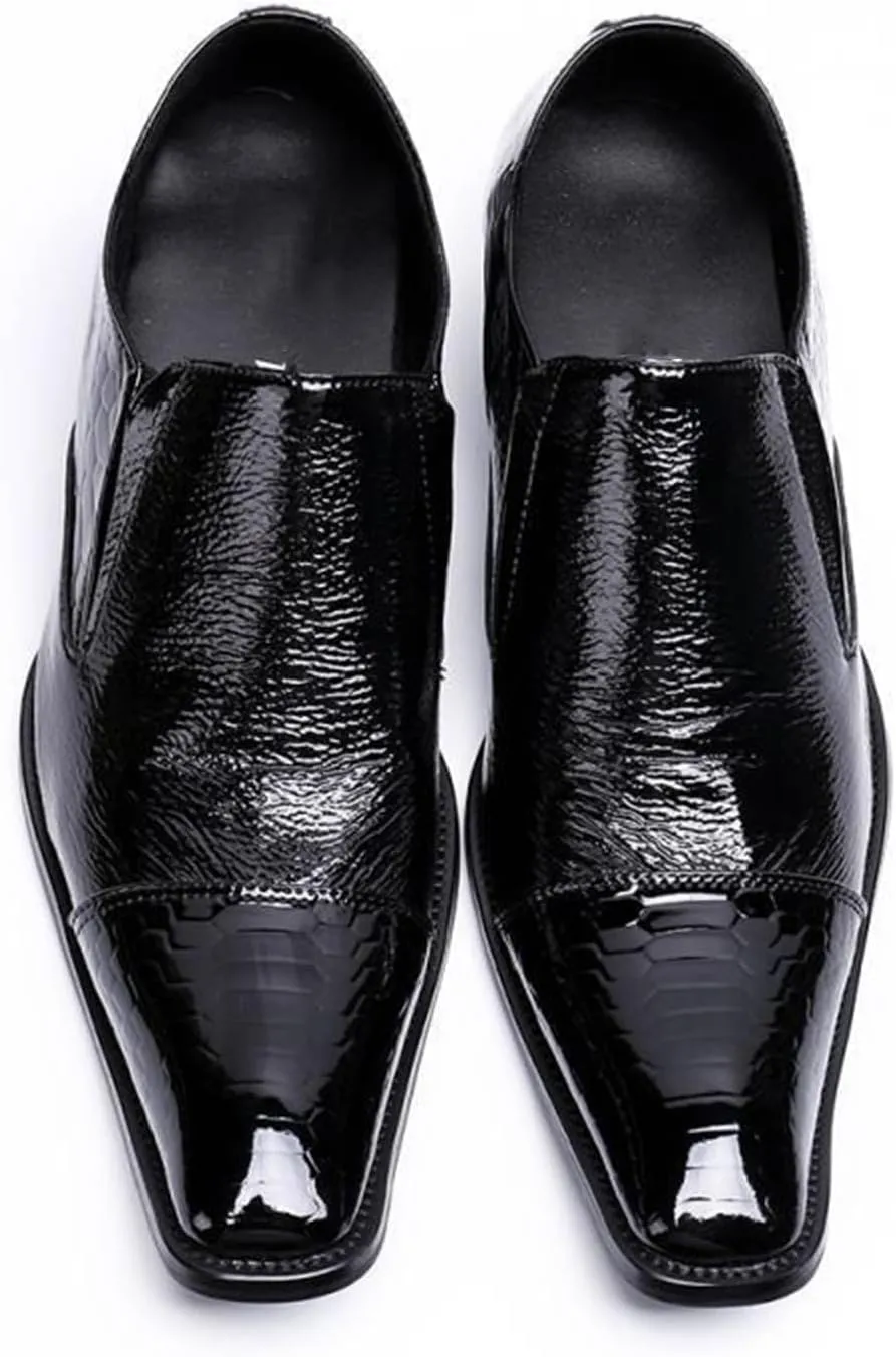 Mens Dress Shoes, Leather Shoes, Loafers Plus Size Derbys Cowhide Shoes Slip on Casual Business Low Top Square Toe Breathable Suit Groom Wedding Shoes,37 EU,Black
