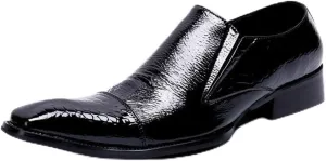Mens Dress Shoes, Leather Shoes, Loafers Plus Size Derbys Cowhide Shoes Slip on Casual Business Low Top Square Toe Breathable Suit Groom Wedding Shoes,37 EU,Black