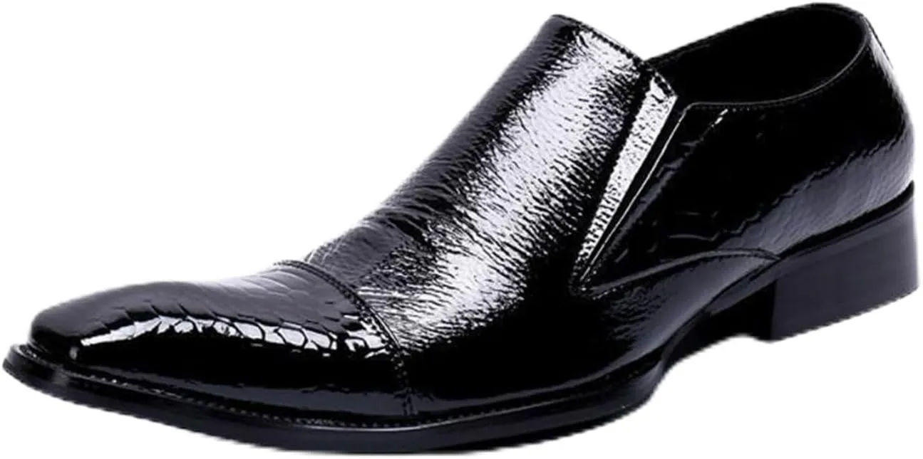 Mens Dress Shoes, Leather Shoes, Loafers Plus Size Derbys Cowhide Shoes Slip on Casual Business Low Top Square Toe Breathable Suit Groom Wedding Shoes,37 EU,Black