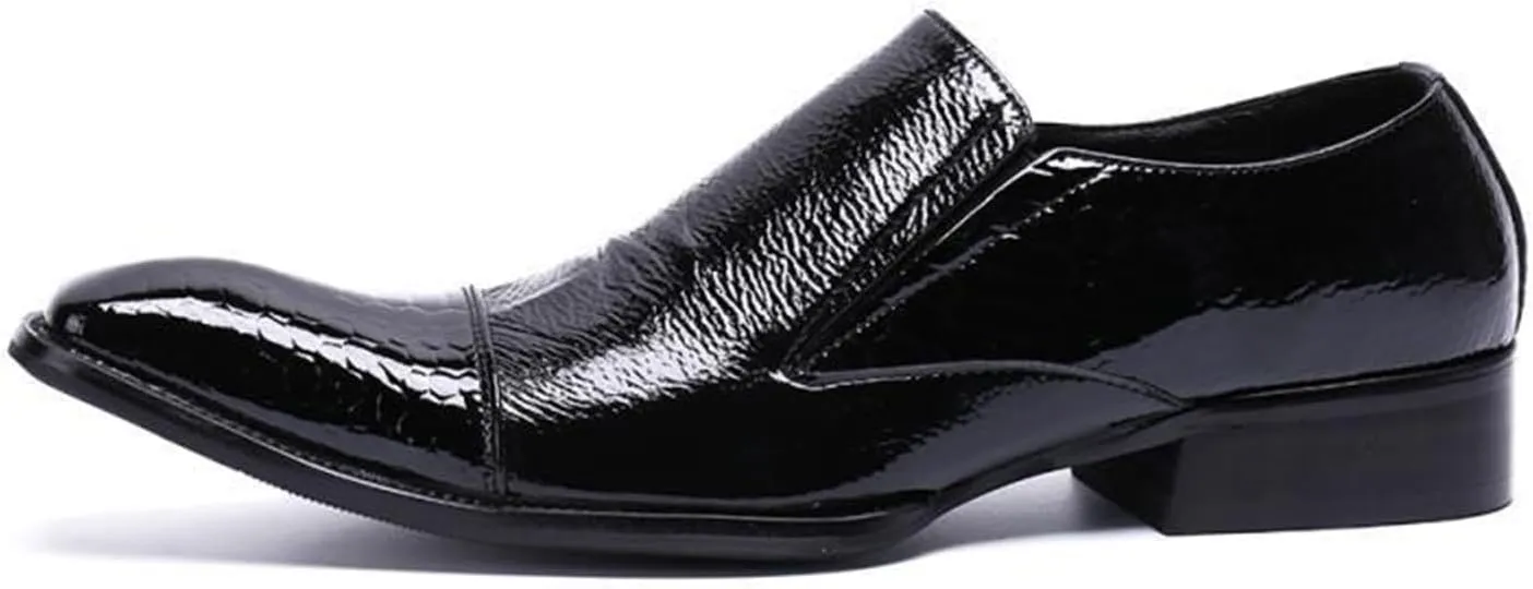 Mens Dress Shoes, Leather Shoes, Loafers Plus Size Derbys Cowhide Shoes Slip on Casual Business Low Top Square Toe Breathable Suit Groom Wedding Shoes,37 EU,Black