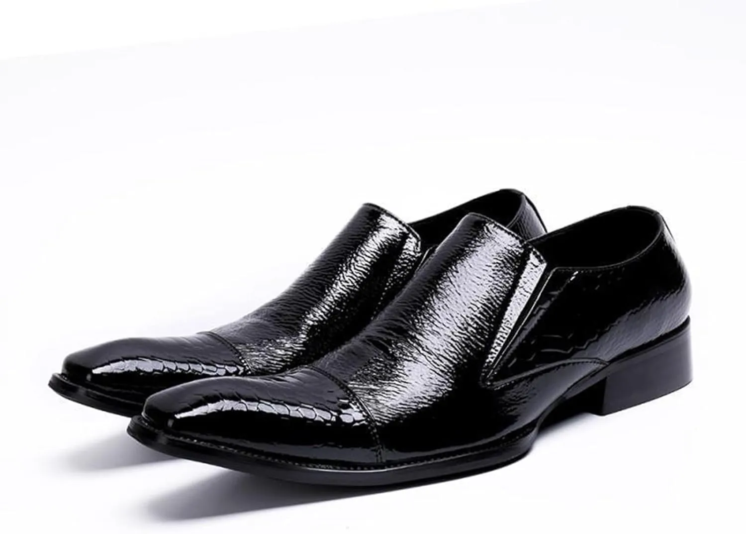 Mens Dress Shoes, Leather Shoes, Loafers Plus Size Derbys Cowhide Shoes Slip on Casual Business Low Top Square Toe Breathable Suit Groom Wedding Shoes,37 EU,Black