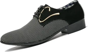 Men's Dress Shoes, Mens Oxford Shoes, Leather Stylish Lace-Up Plain Toe Brogues, Business Casual Formal Derby Shoe
