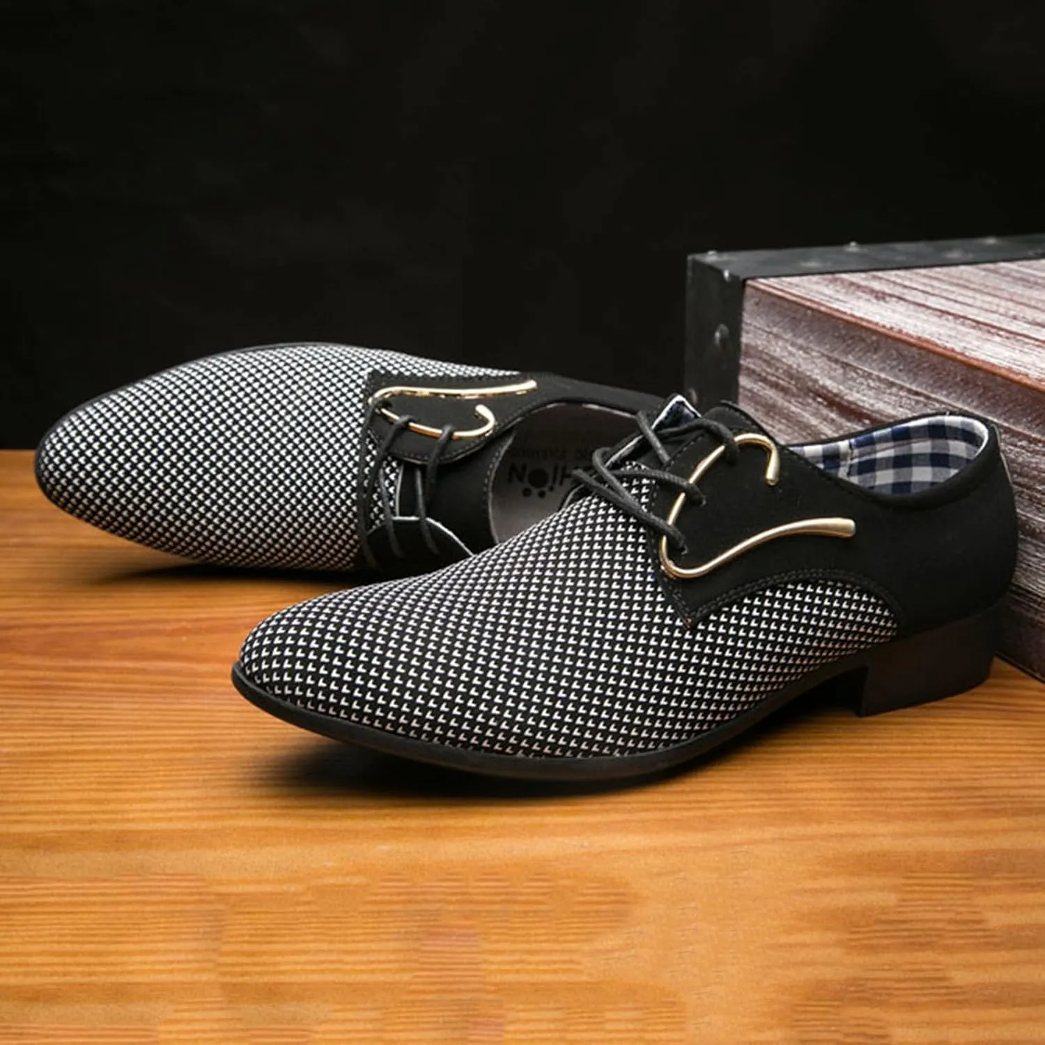 Men's Dress Shoes, Mens Oxford Shoes, Leather Stylish Lace-Up Plain Toe Brogues, Business Casual Formal Derby Shoe