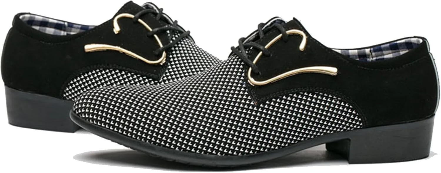 Men's Dress Shoes, Mens Oxford Shoes, Leather Stylish Lace-Up Plain Toe Brogues, Business Casual Formal Derby Shoe