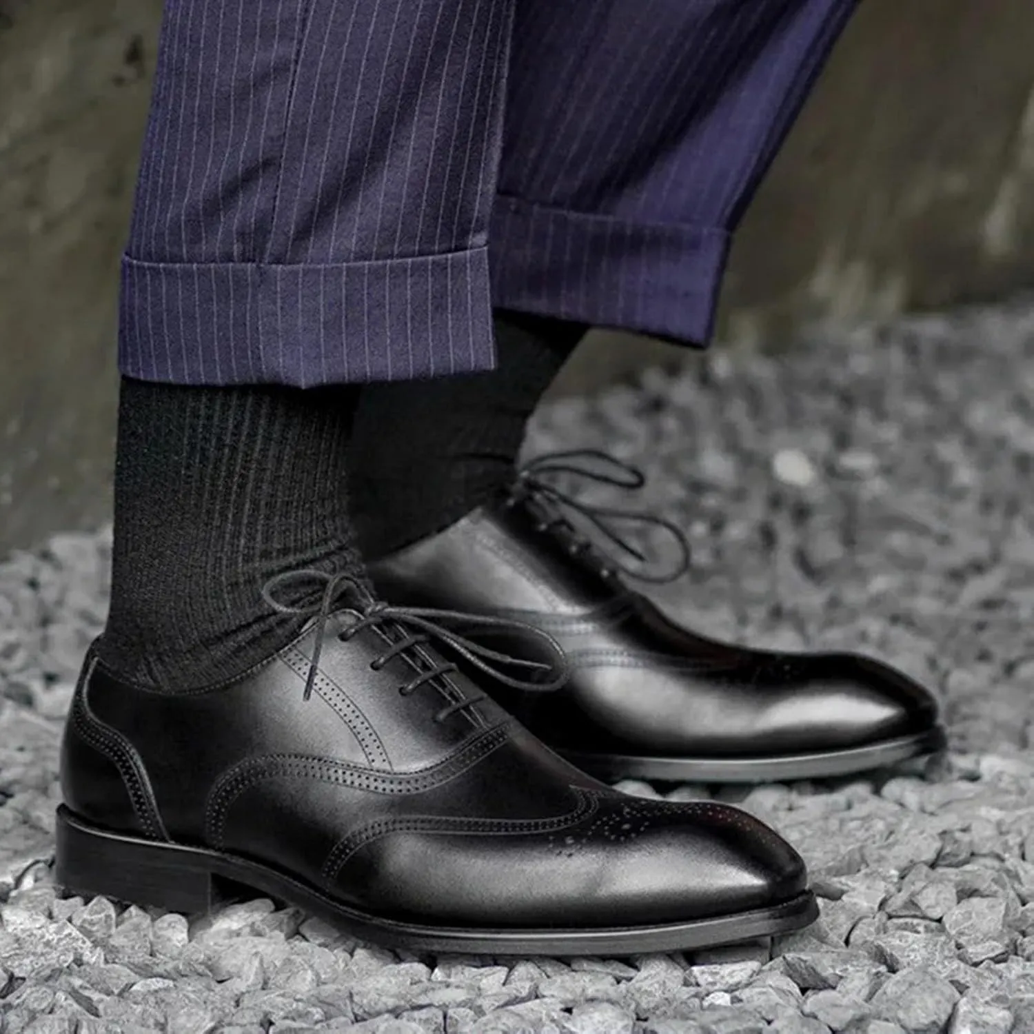 Men's Dress Shoes, Mens Oxford Shoes, Wooden Stripes Leather Stylish Lace-Up Wingtip Brogues, Business Casual Derby Formal Shoe
