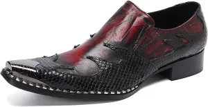 Mens Dress Shoes, Stitch Casual Genuine Leather Shoes Large Size Low Top Metal Toe Slip-Ons Breathable Business Formal Shoes