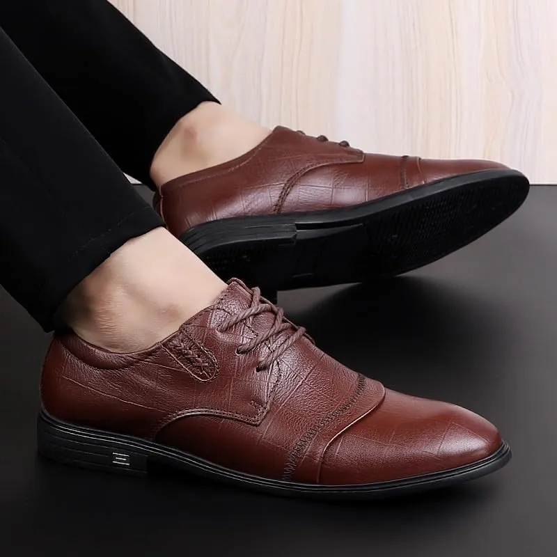 Men's Dress Sneakers Lightweight Formal Leather Shoes Fashion Dress Business Casual Derby Shoe for Men