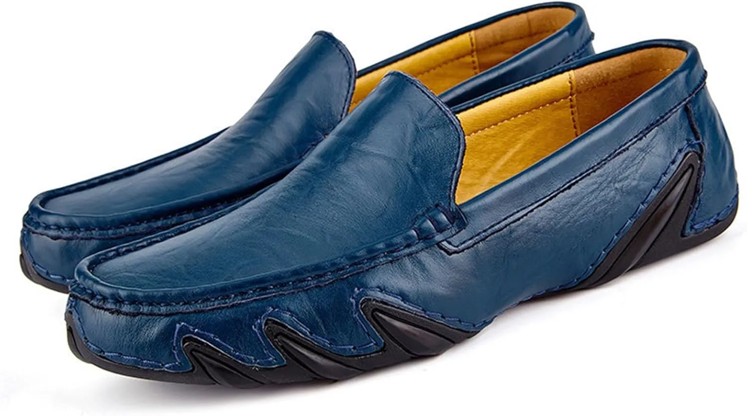 Men's Fashion Leather Soft Flat Loafers Comfortable Casual Soft Sole Non-Slip Driving Walking Shoes