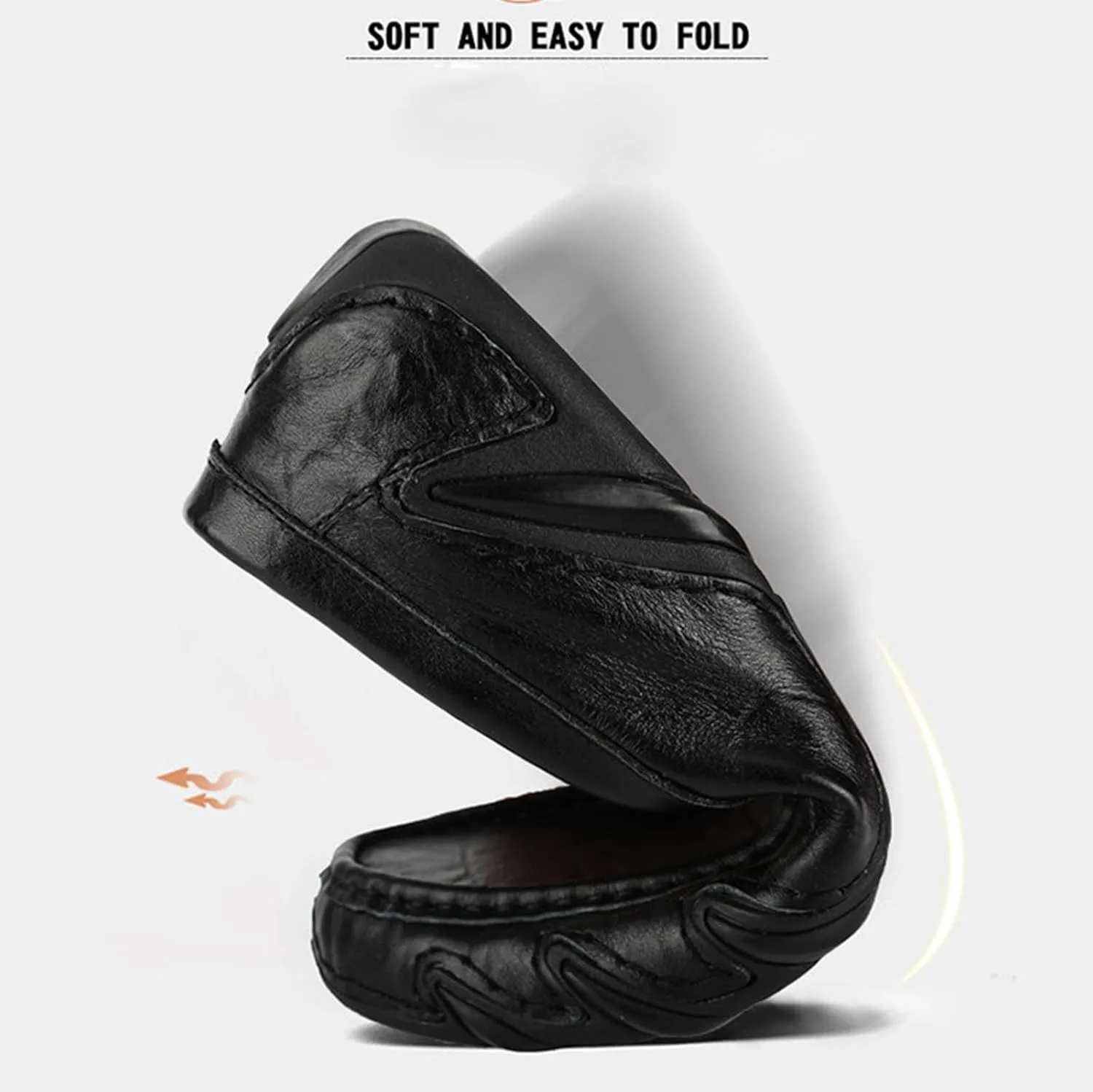 Men's Fashion Leather Soft Flat Loafers Comfortable Casual Soft Sole Non-Slip Driving Walking Shoes