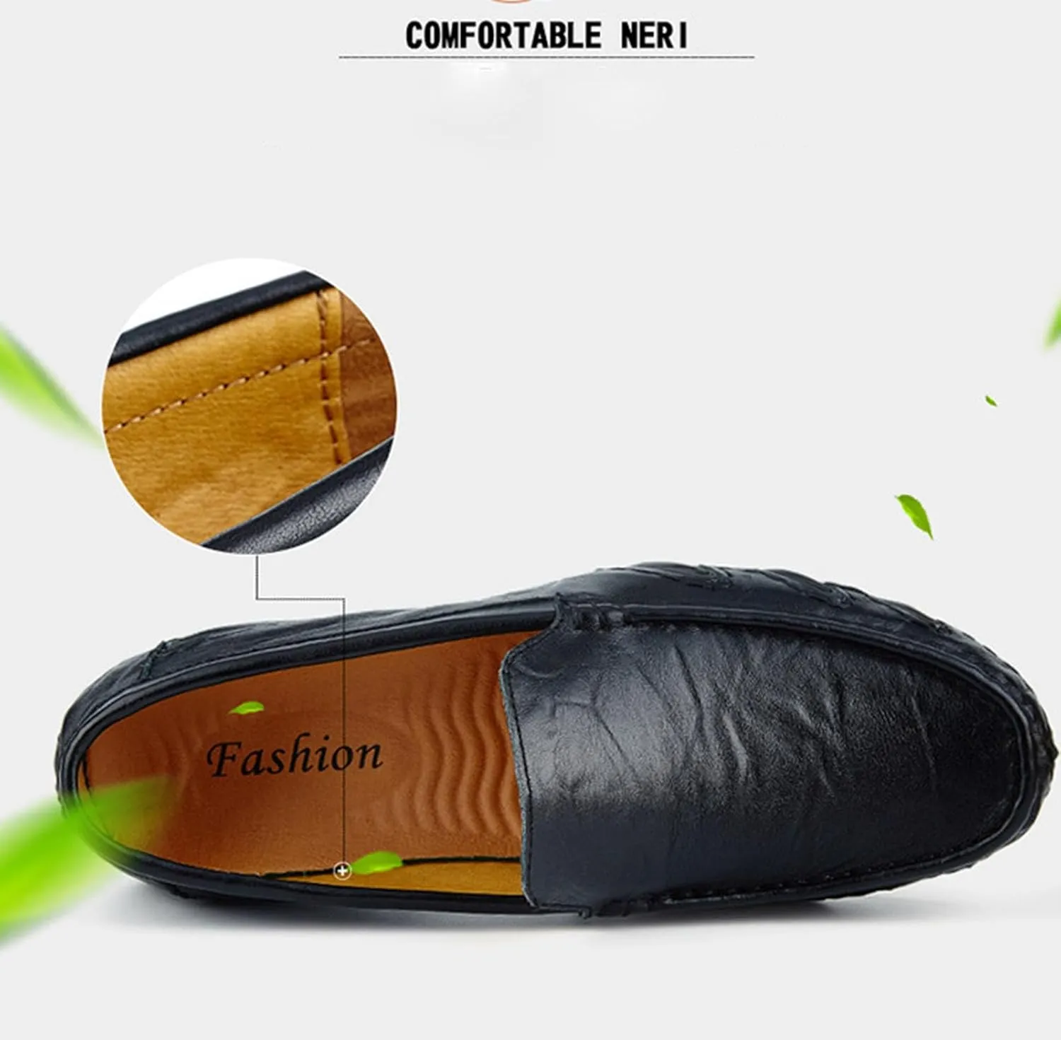 Men's Fashion Leather Soft Flat Loafers Comfortable Casual Soft Sole Non-Slip Driving Walking Shoes
