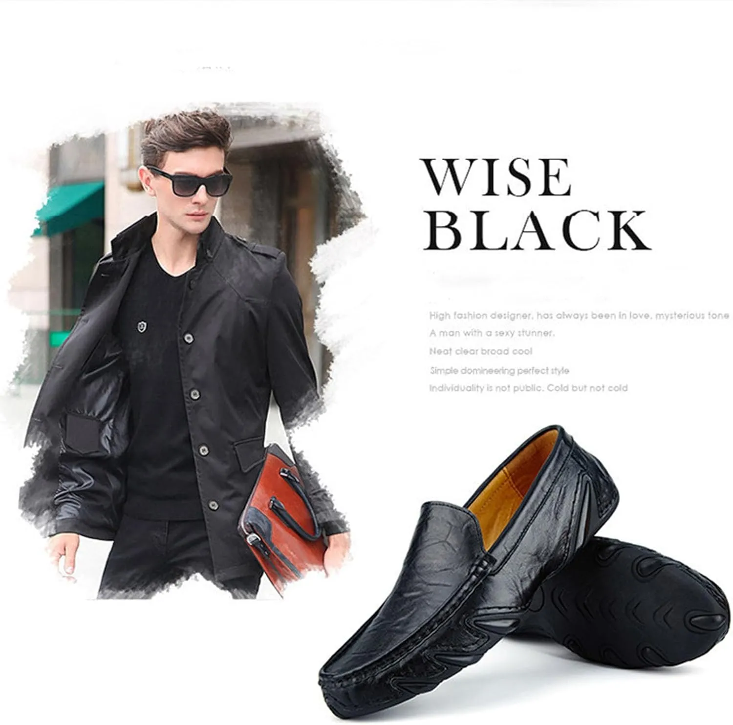 Men's Fashion Leather Soft Flat Loafers Comfortable Casual Soft Sole Non-Slip Driving Walking Shoes