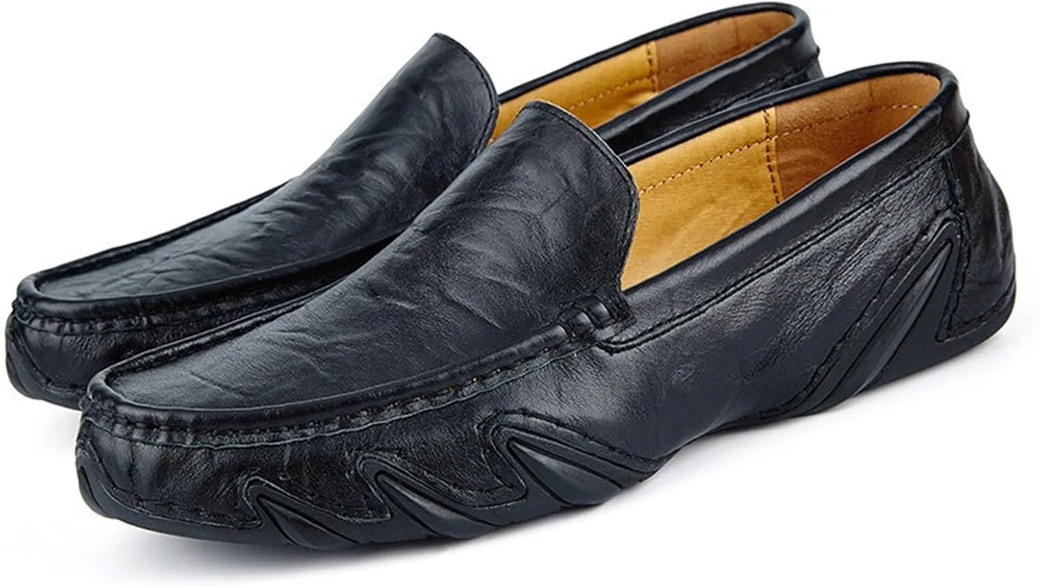 Men's Fashion Leather Soft Flat Loafers Comfortable Casual Soft Sole Non-Slip Driving Walking Shoes