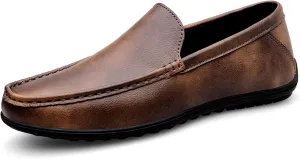 Men's fashion penny loafers, premium leather men's casual shoes, flat business casual shoes, walking shoes, non-slip driving shoes, soft and comfortable, heel wear-resistant, suitable for all seasons.