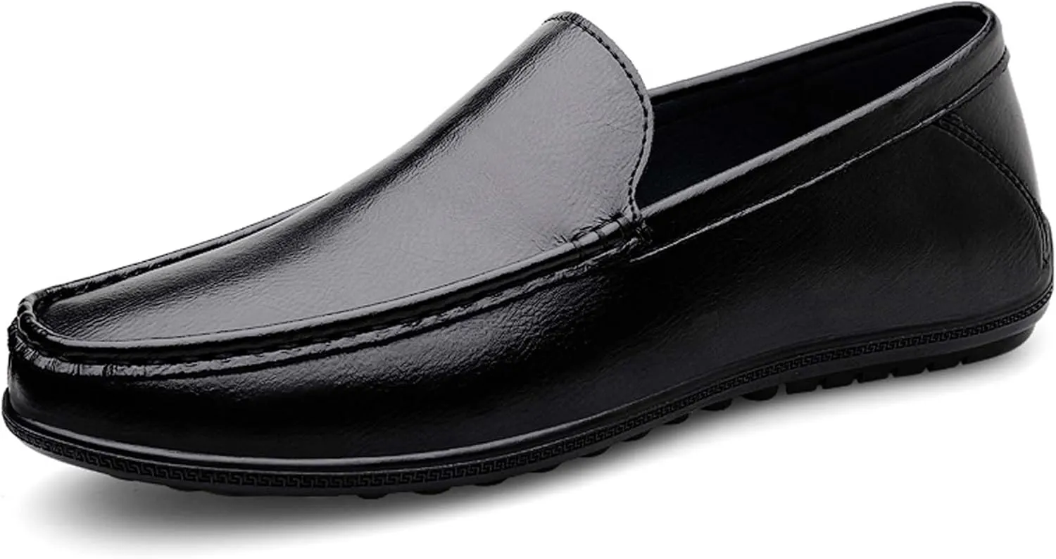 Men's fashion penny loafers, premium leather men's casual shoes, flat business casual shoes, walking shoes, non-slip driving shoes, soft and comfortable, heel wear-resistant, suitable for all seasons.