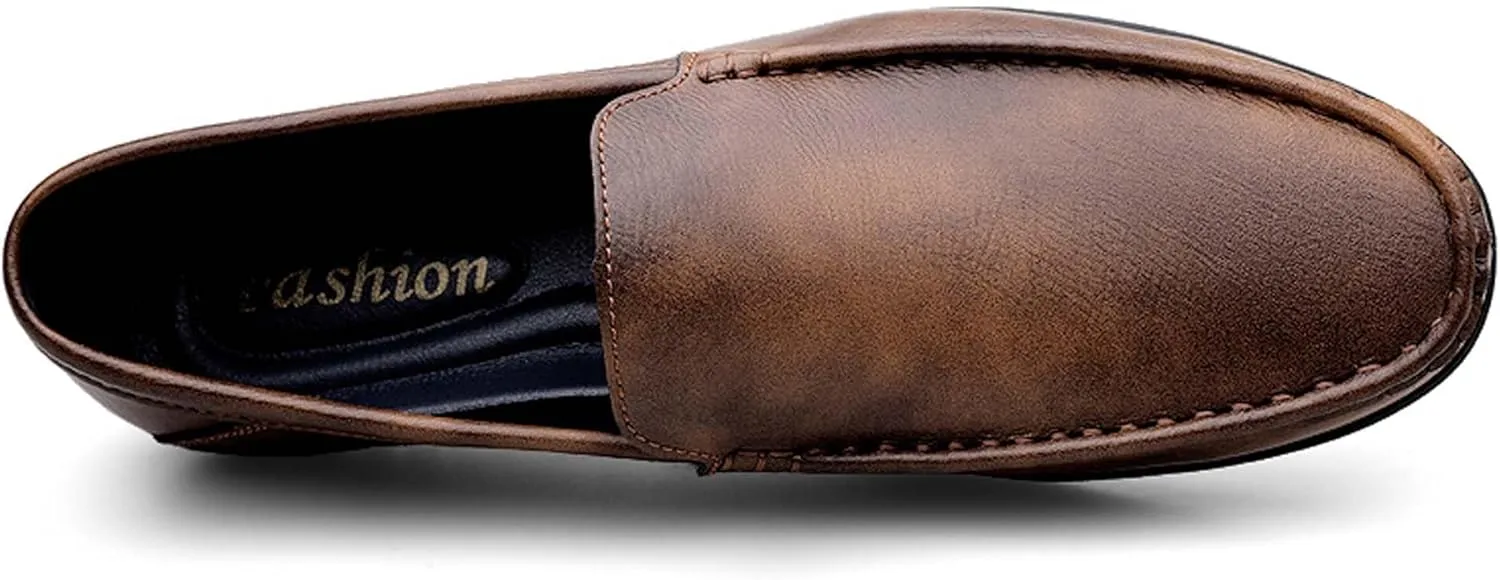 Men's fashion penny loafers, premium leather men's casual shoes, flat business casual shoes, walking shoes, non-slip driving shoes, soft and comfortable, heel wear-resistant, suitable for all seasons.