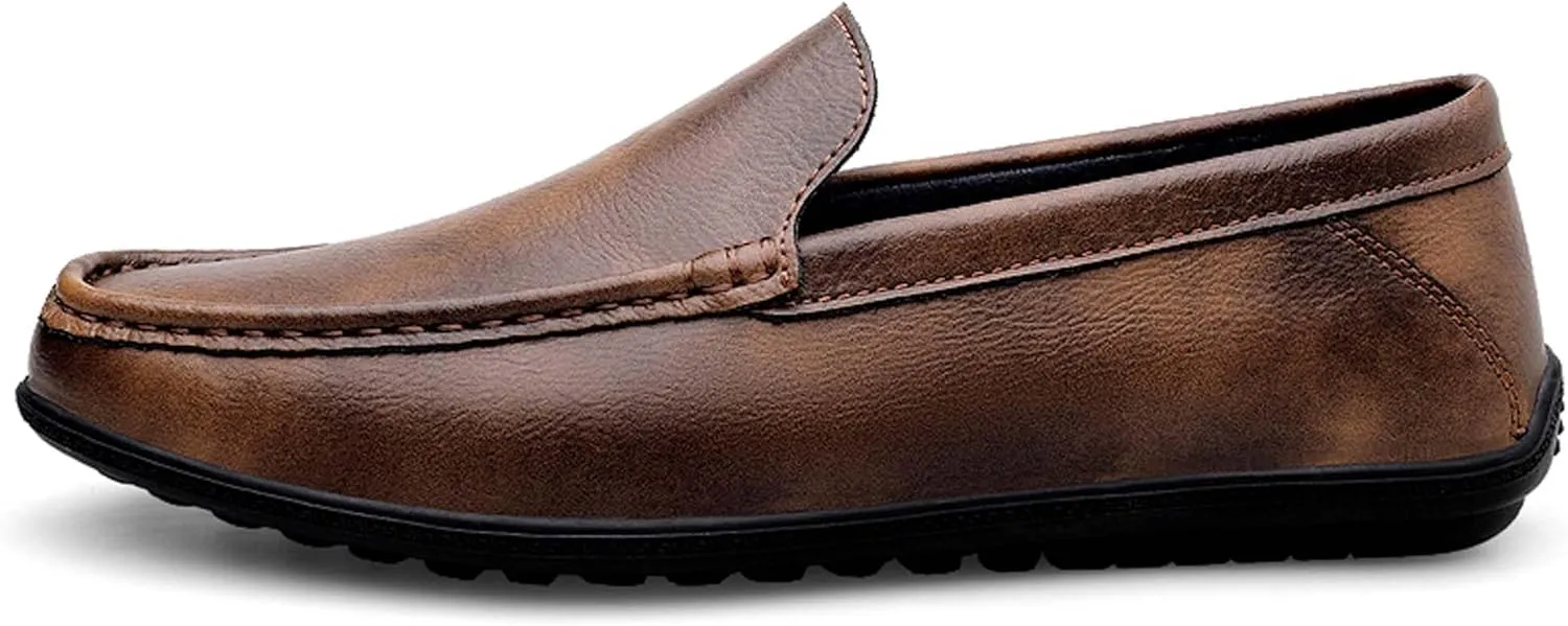 Men's fashion penny loafers, premium leather men's casual shoes, flat business casual shoes, walking shoes, non-slip driving shoes, soft and comfortable, heel wear-resistant, suitable for all seasons.
