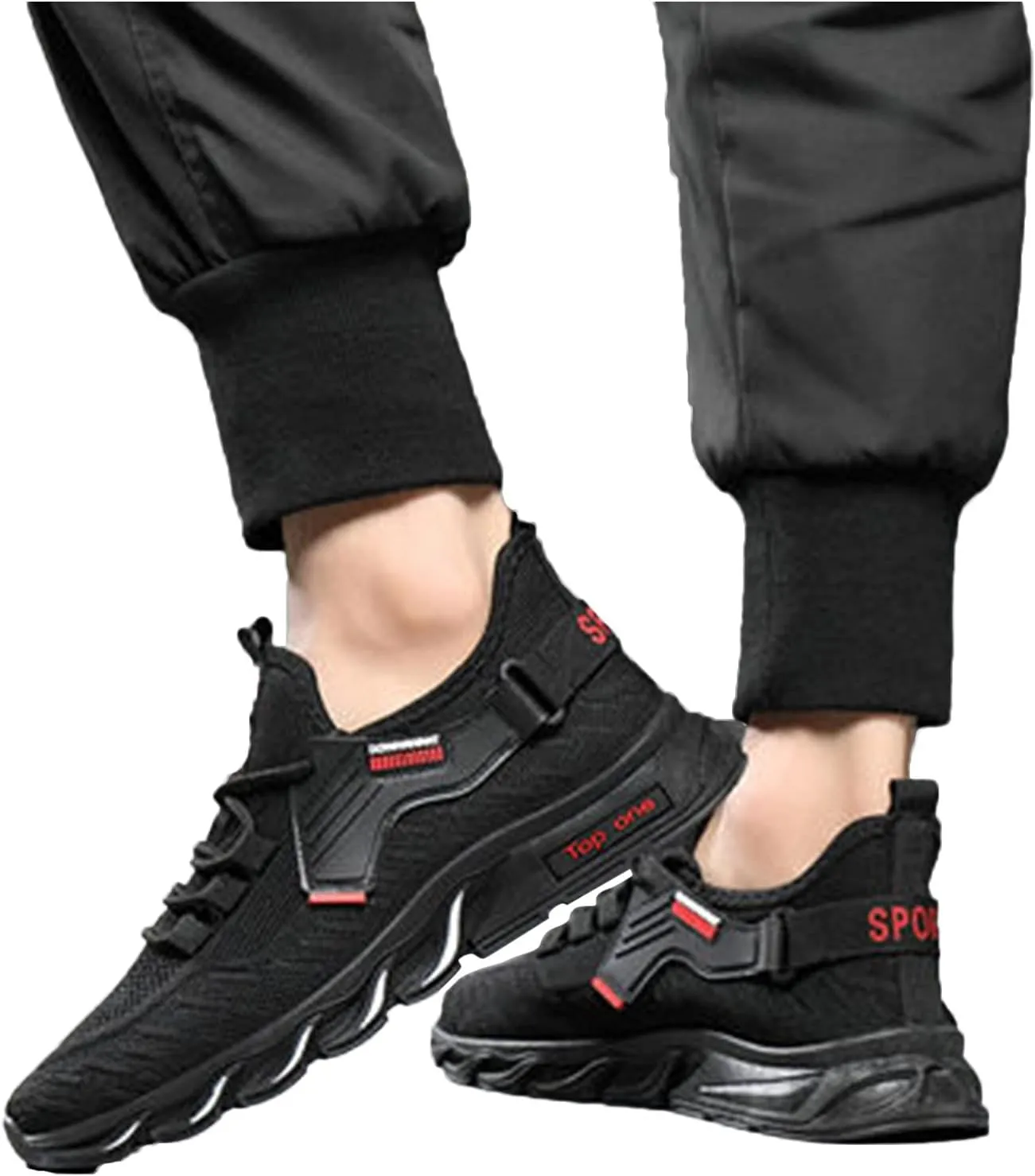 Men's Fashion Sneakers Basketball Shoes Men's Slip On Comfortable Light Weight Shoes New Breathable Comfort Walking for Men Leather Sneakers for Men Black