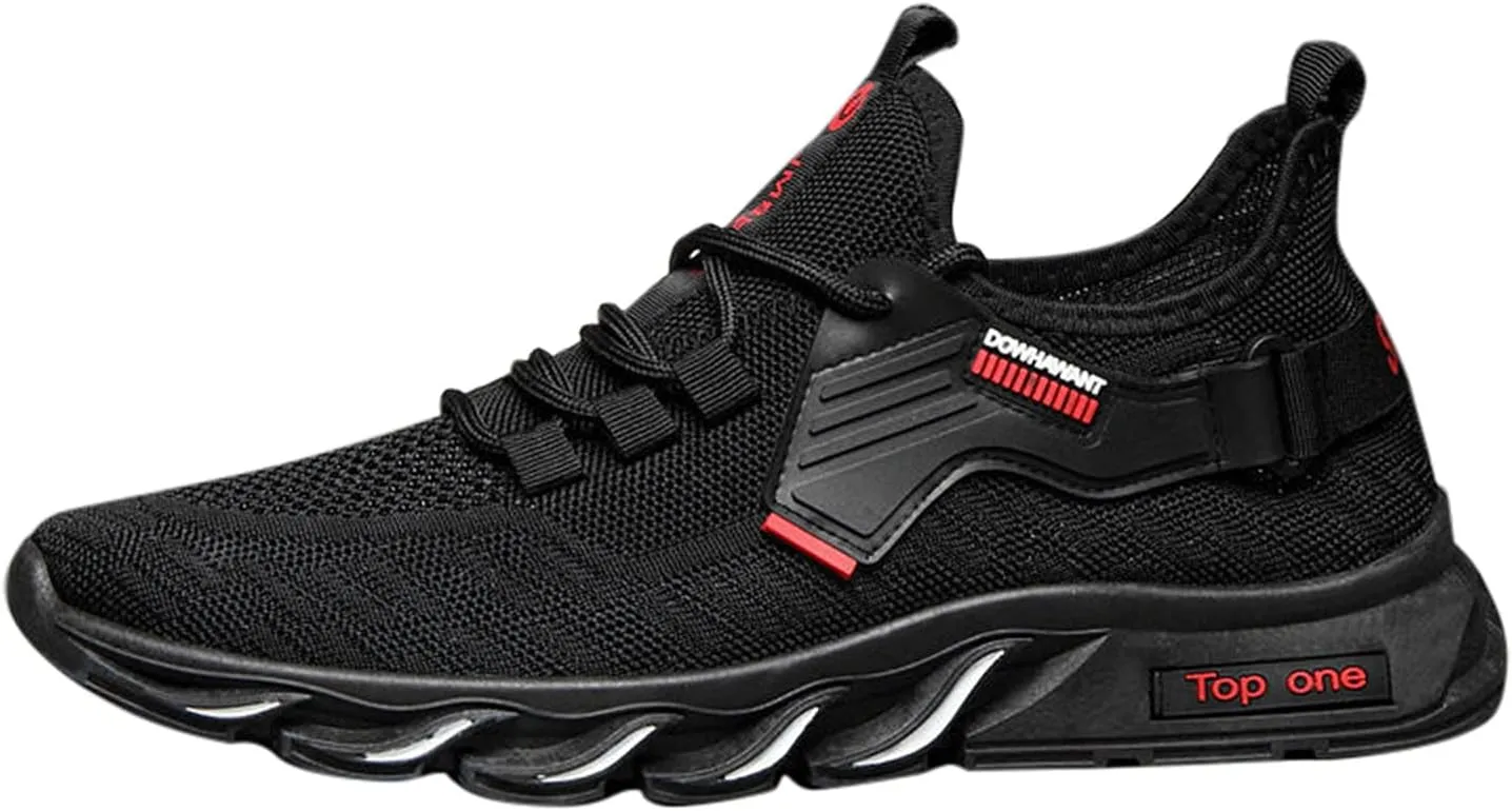 Men's Fashion Sneakers Basketball Shoes Men's Slip On Comfortable Light Weight Shoes New Breathable Comfort Walking for Men Leather Sneakers for Men Black