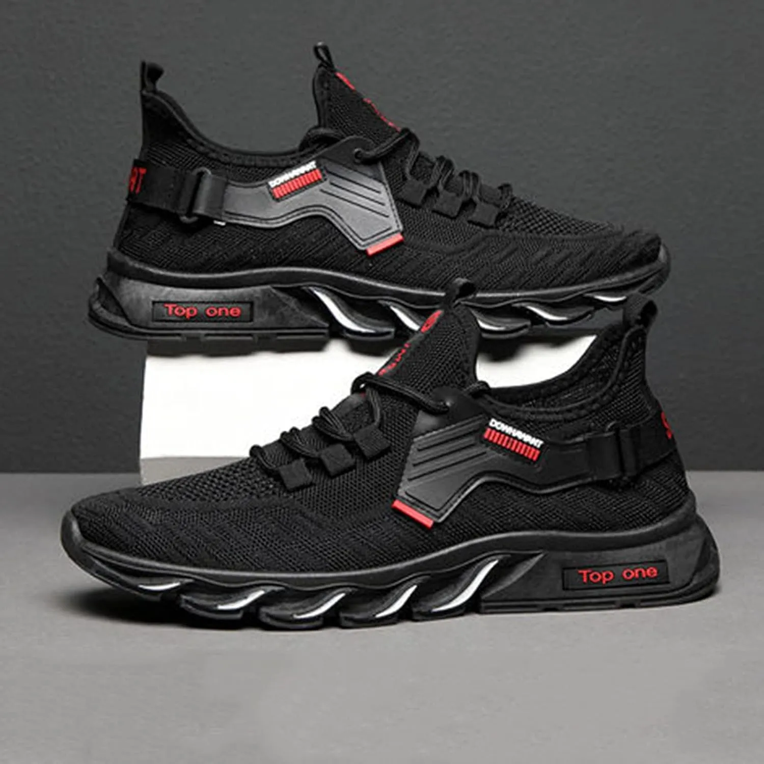 Men's Fashion Sneakers Basketball Shoes Men's Slip On Comfortable Light Weight Shoes New Breathable Comfort Walking for Men Leather Sneakers for Men Black