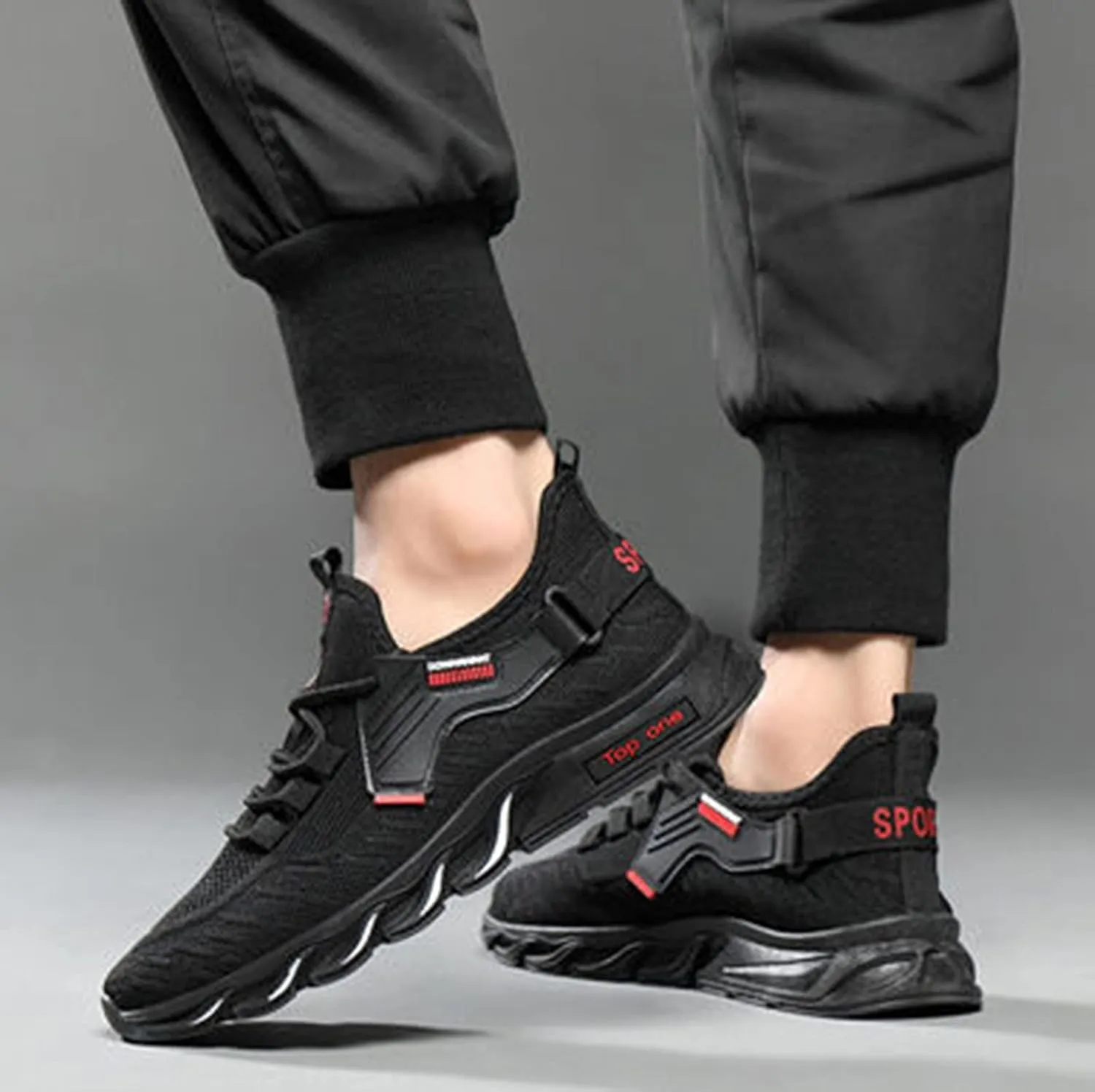 Men's Fashion Sneakers Basketball Shoes Men's Slip On Comfortable Light Weight Shoes New Breathable Comfort Walking for Men Leather Sneakers for Men Black