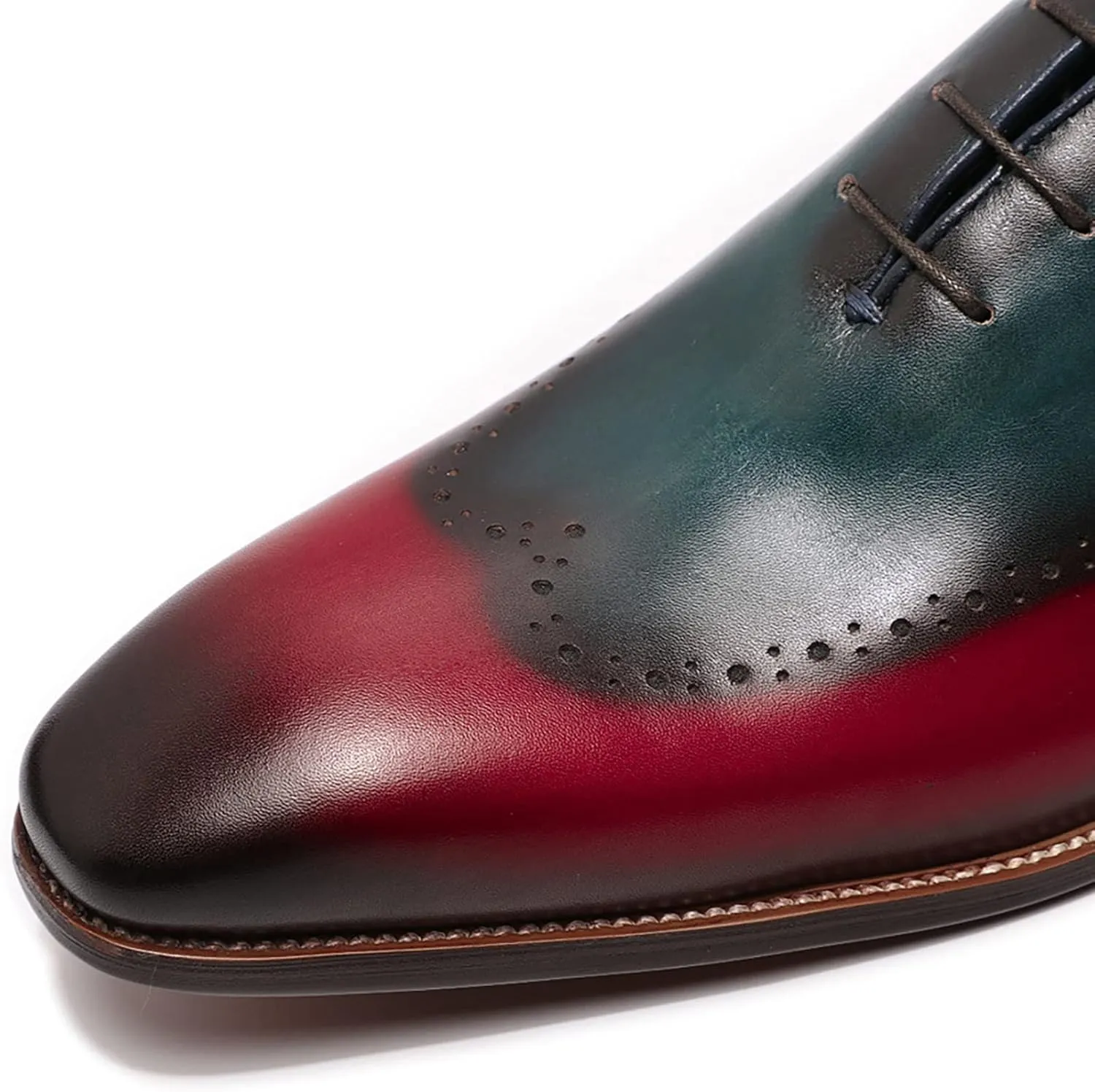 Mens Formal Dress Classic Oxfords Leather Lace-ups Work Uniform Wingtip Wedding Party Brogues Derbys,Green-43