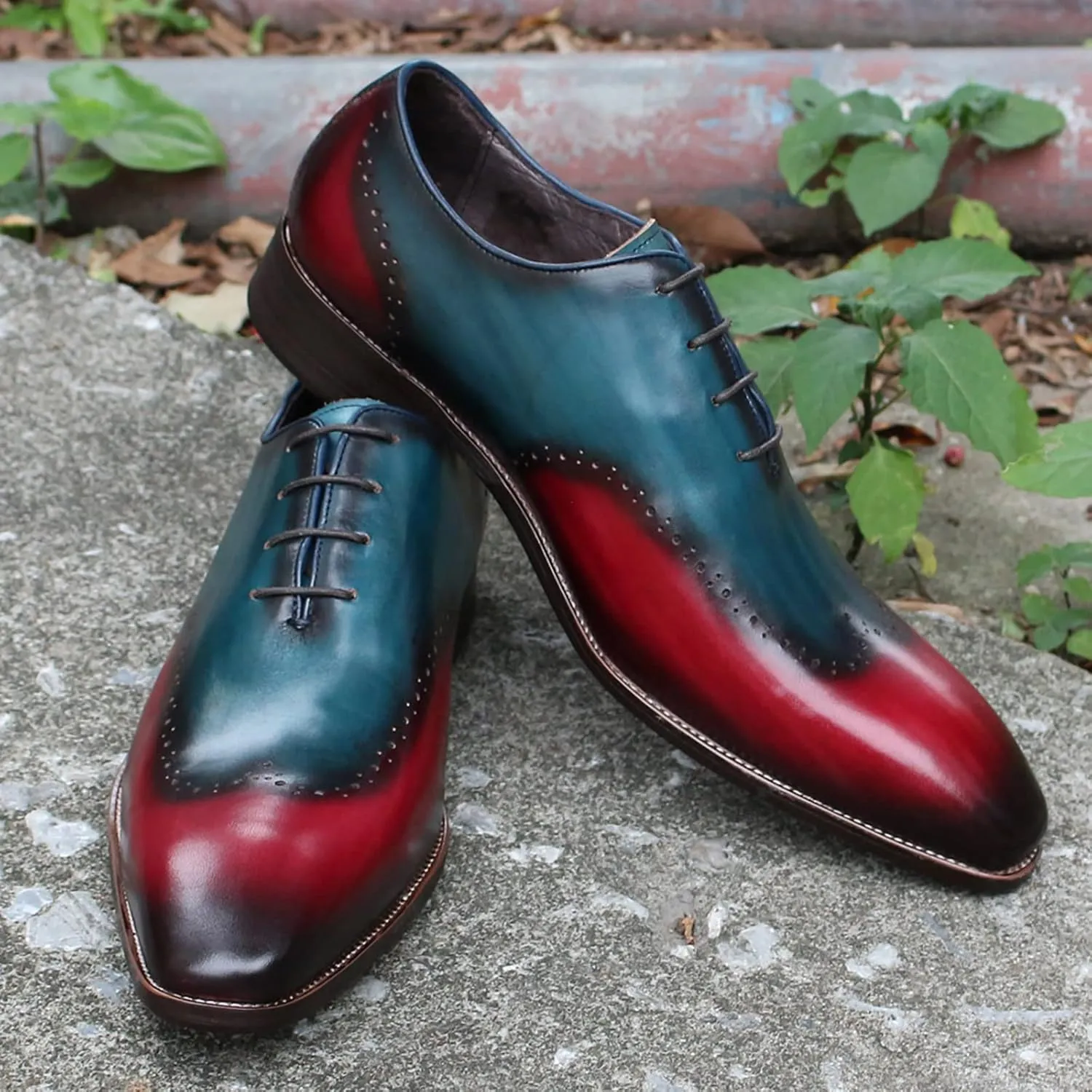 Mens Formal Dress Classic Oxfords Leather Lace-ups Work Uniform Wingtip Wedding Party Brogues Derbys,Green-43