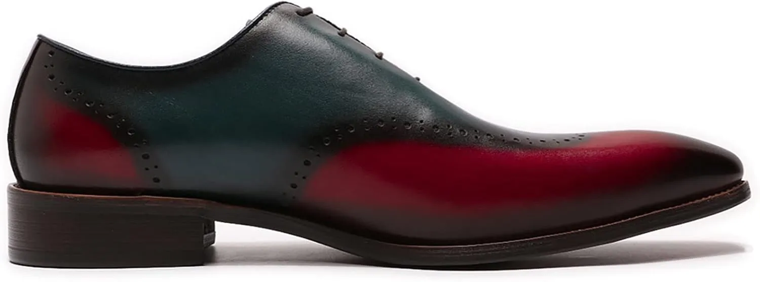 Mens Formal Dress Classic Oxfords Leather Lace-ups Work Uniform Wingtip Wedding Party Brogues Derbys,Green-45