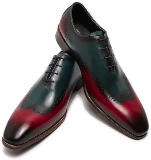 Mens Formal Dress Classic Oxfords Leather Lace-ups Work Uniform Wingtip Wedding Party Brogues Derbys,Green-45
