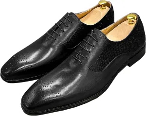 Mens Formal Dress Leather Lace-up Brogues Work Uniform Oxfords Wedding Party Derbys Breathable,Black-46